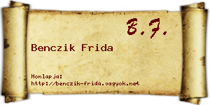 Benczik Frida névjegykártya